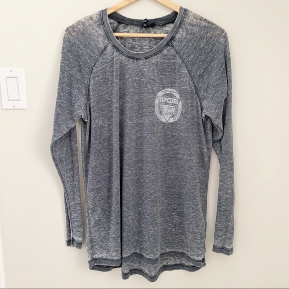 Rip Curl Tops - Rip Curl | Cotton Long Sleeve High/Low Grey TShirt